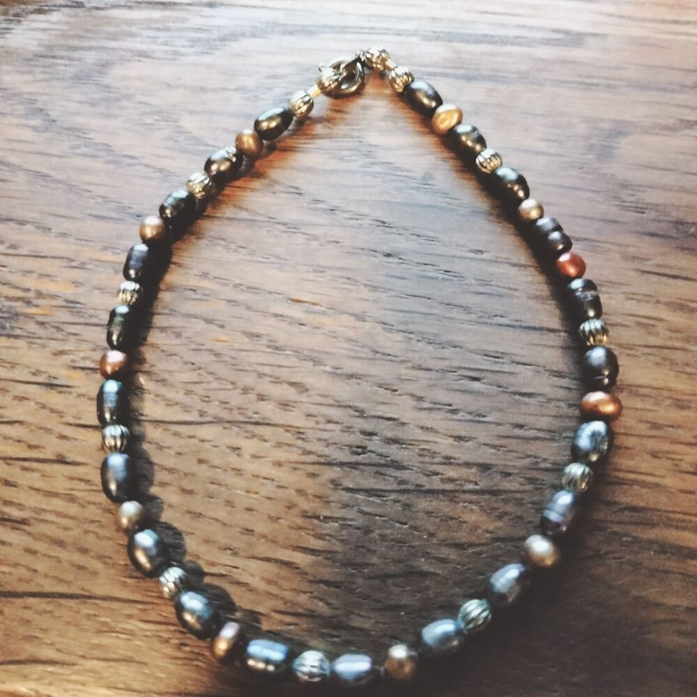 Anklet Bracelet 10 Inch Metallic Silver Gray Boho Beachy Spring Break Handmade - Picture 5 of 6